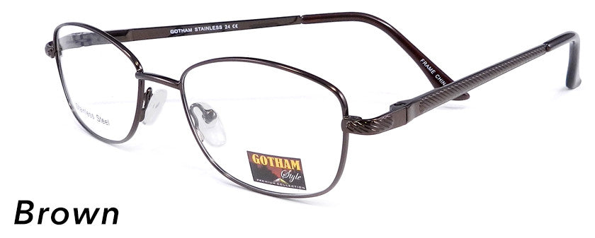 Smilen Eyewear Gotham Steel GothamStyle Stainless 24 Eyeglasses, Brown