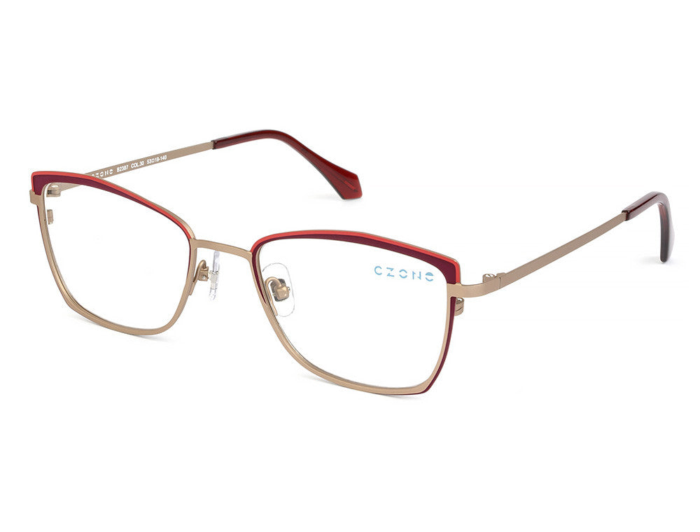 C-Zone B2387 Ladies Eyeglasses, C-30 Rose Gold-Wine-Red