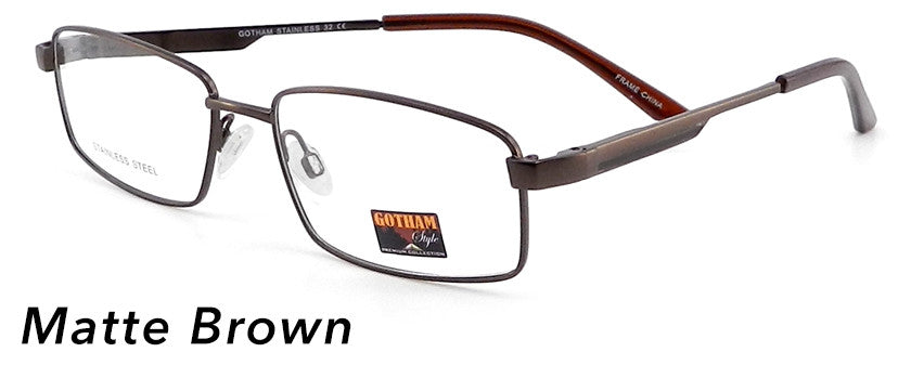 Smilen Eyewear Gotham Steel GothamStyle Stainless 32 Eyeglasses, Matte Brown