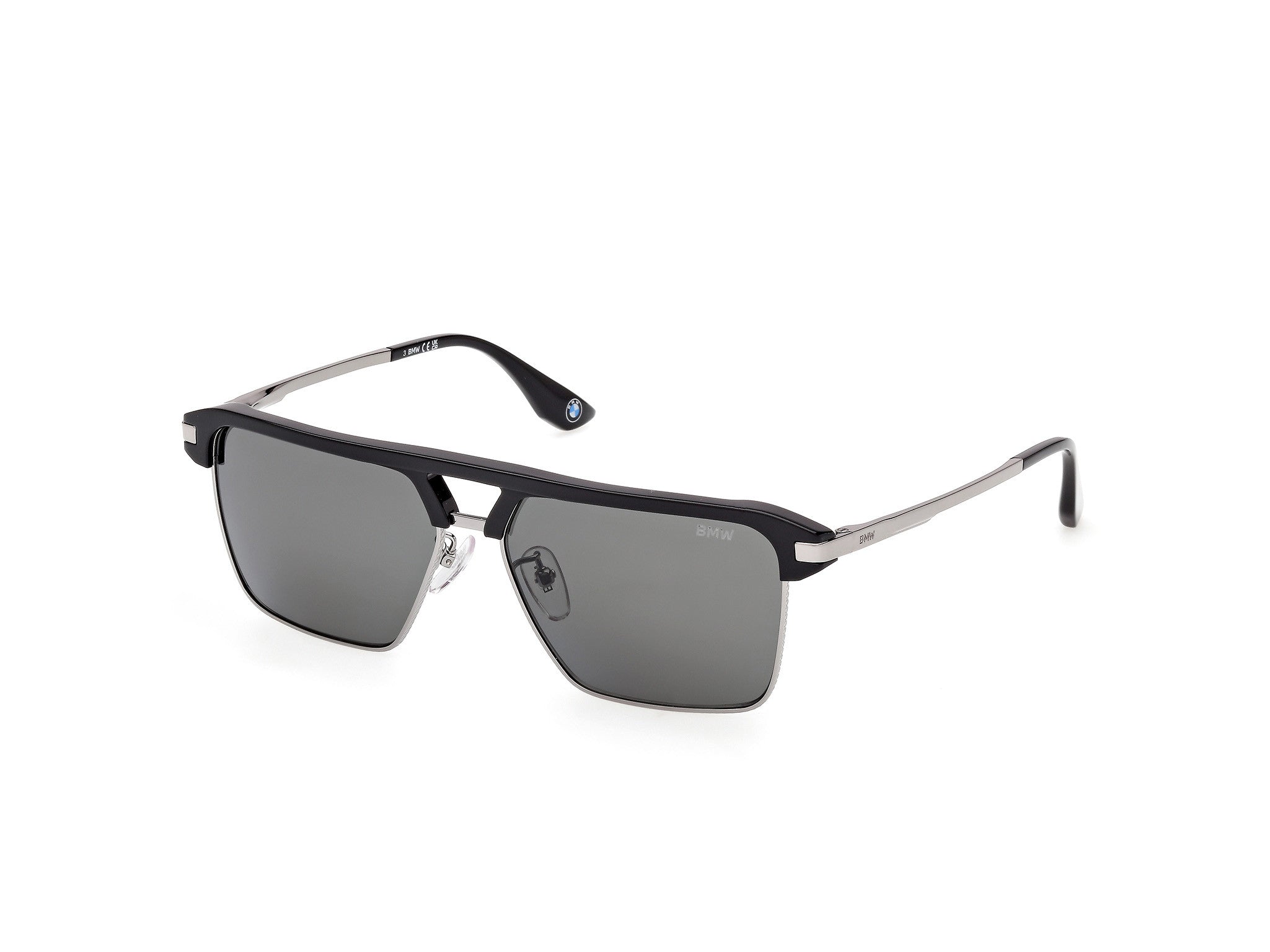BMW Eyewear BW0068-H Mens Sunglasses, 01D - Shiny Black - Shiny Dark Ruthenium