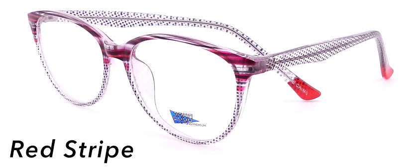 Smilen Eyewear 2000 & Beyond 2000 &amp; Beyond 3078 Eyeglasses, Red Stripe