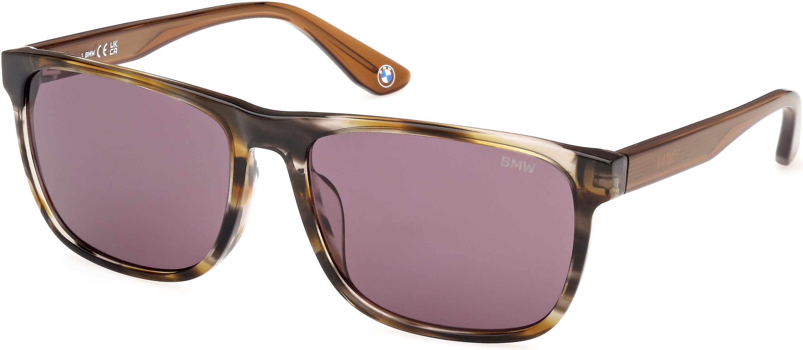BMW Eyewear BW0056-H Full Frame Mens Sunglasses, 45Y - Shiny Light Brown - Shiny Light Brown