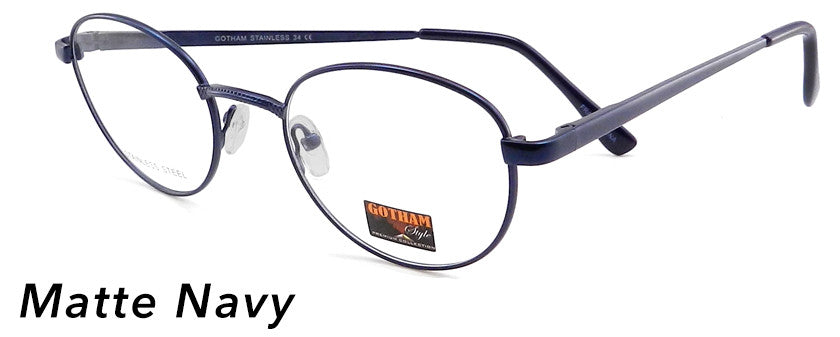 Smilen Eyewear Gotham Steel GothamStyle Stainless 34 Eyeglasses, Matte Navy