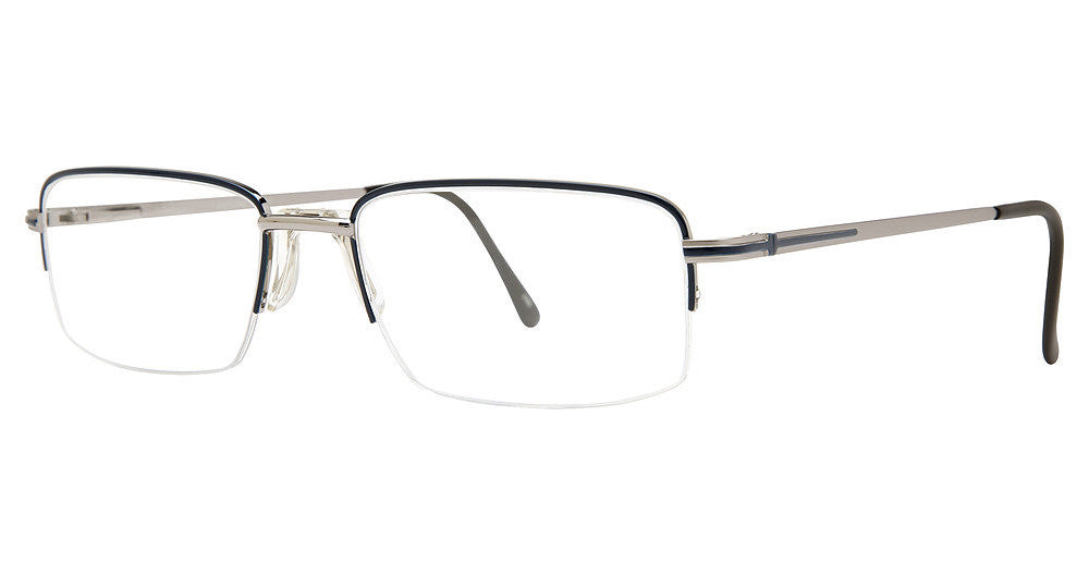 Stetson Eyewear Stetson XL 55 Semi Rimless Mens Eyeglasses, 196 Navy-Gunmetal