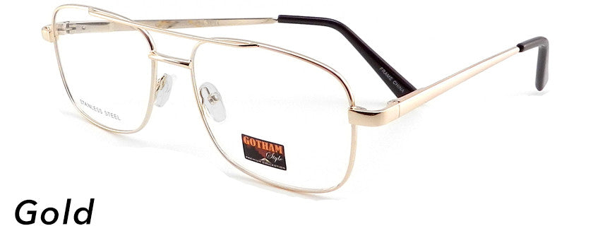 Smilen Eyewear Gotham Steel GothamStyle Stainless 35 Eyeglasses, Matte Gold