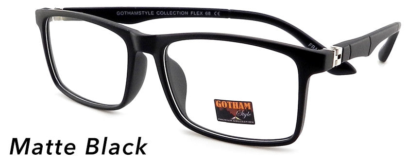 Smilen Eyewear Gotham Flex GothamStyle Flex 68 Eyeglasses, Crystal-Matte Black