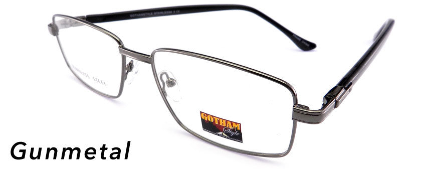 Smilen Eyewear Gotham Steel GothamStyle Stainless 3 Eyeglasses, Gunmetal