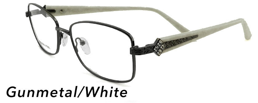 Smilen Eyewear LARGE FRAMES A-List RC 100-B Eyeglasses, Gunmetal-White