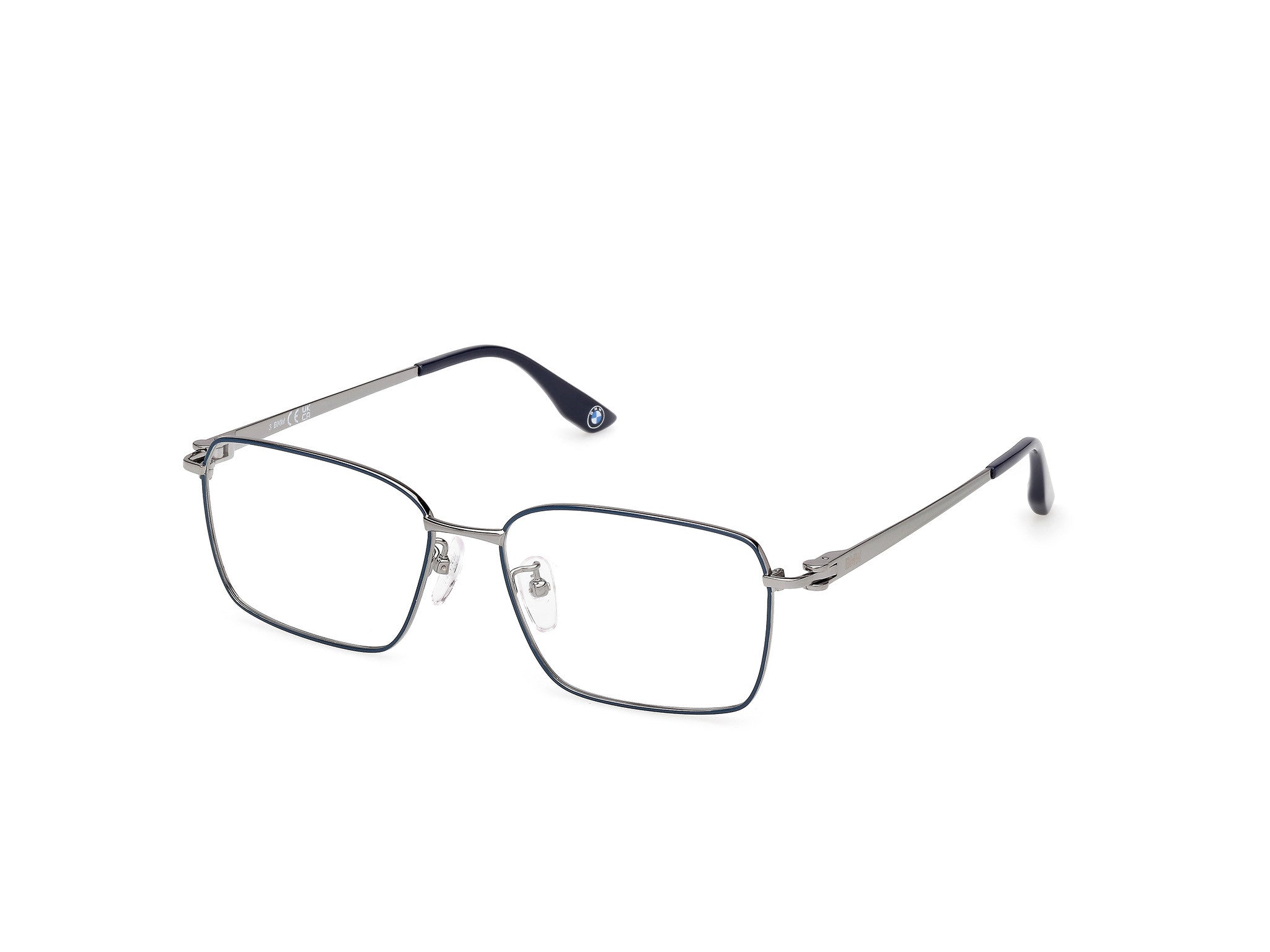 BMW Eyewear BW5097-H Mens Eyeglasses, 092 - Blue-Monocolor - Shiny Dark Ruthenium