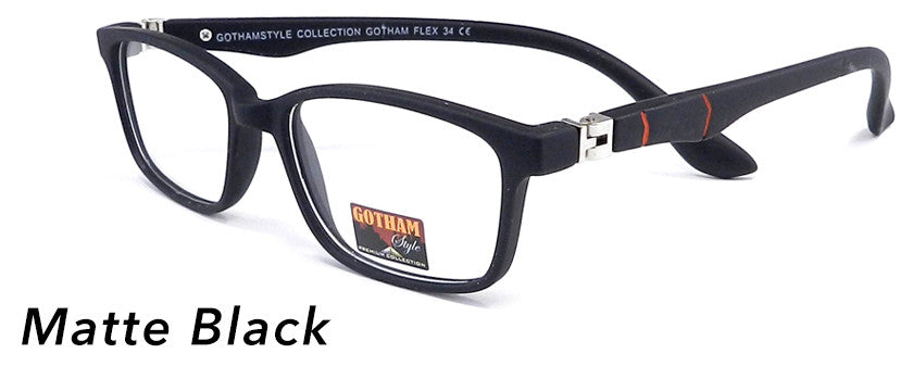 Smilen Eyewear Gotham Flex GothamStyle Flex Matte 34 Eyeglasses, Matte Black