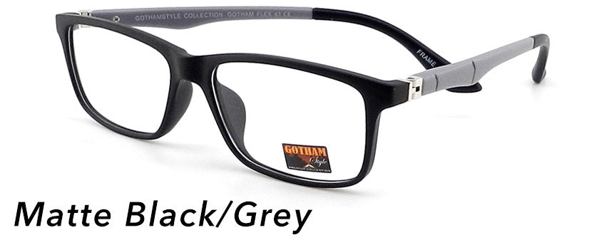 Smilen Eyewear Gotham Flex GothamStyle Flex Matte 61 Eyeglasses, Matte Black-Grey