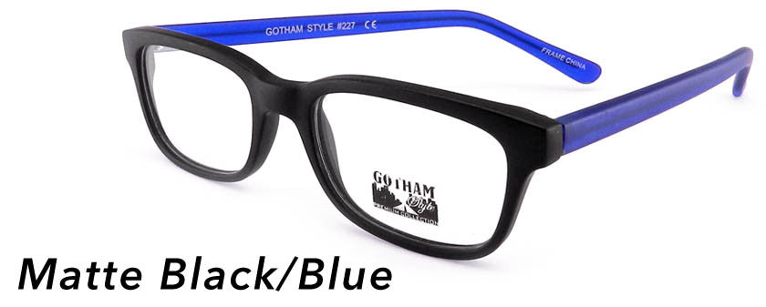 Smilen Eyewear Gotham Premium GothamStyle Matte 227* Eyeglasses, Matte Black-Blue