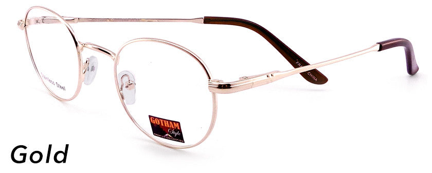 Smilen Eyewear Gotham Steel GothamStyle Stainless 31 Eyeglasses, Gold