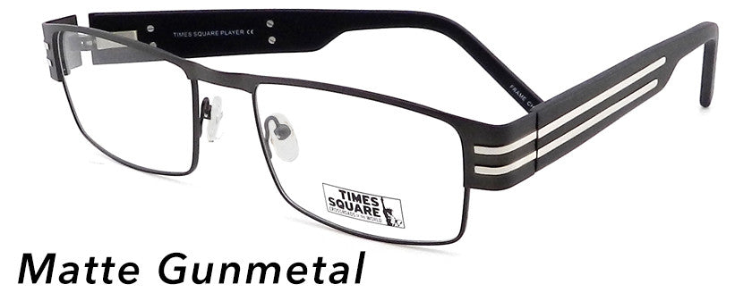 Smilen Eyewear LARGE FRAMES Times Square Player Eyeglasses, Matte Gunmetal