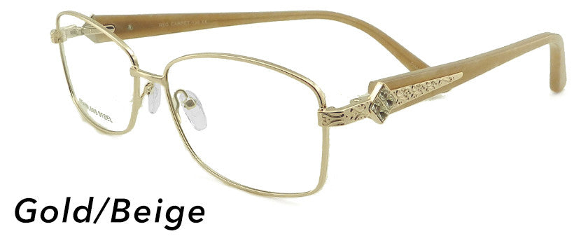 Smilen Eyewear LARGE FRAMES A-List RC 100-B Eyeglasses, Gold-Beige