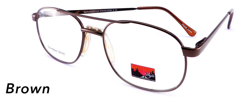 Smilen Eyewear Gotham Steel GothamStyle Stainless 5 Eyeglasses, Brown