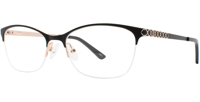 Match Eyewear 516 Semi Rimless Ladies Eyeglasses, Blk-Rose Gld