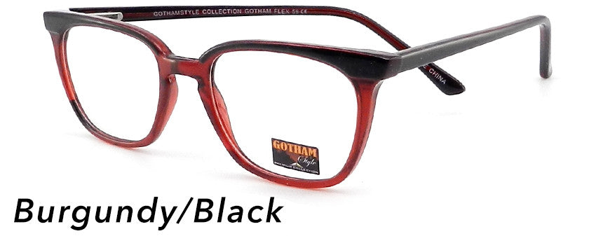 Smilen Eyewear Gotham Flex GothamStyle Flex 59 Eyeglasses, Burgundy-Black