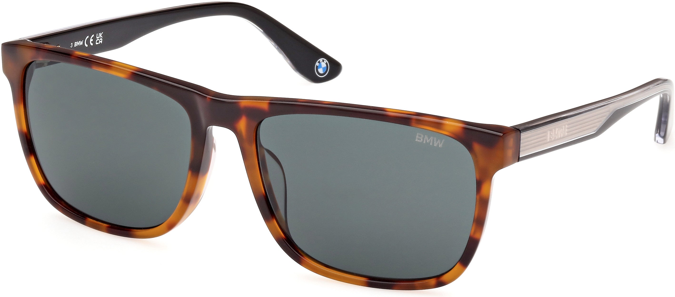 BMW Eyewear BW0056-H Full Frame Mens Sunglasses, 52N - Havana-Havana - Shiny Black