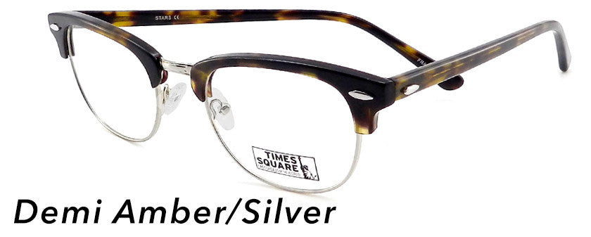 Smilen Eyewear Times Square Times Square Stars Eyeglasses, Demi Amber-Silver