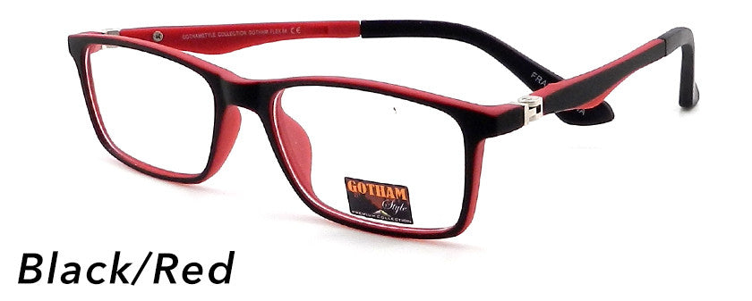 Smilen Eyewear Gotham Flex GothamStyle Flex Matte 64 Eyeglasses, Matte Black-Red