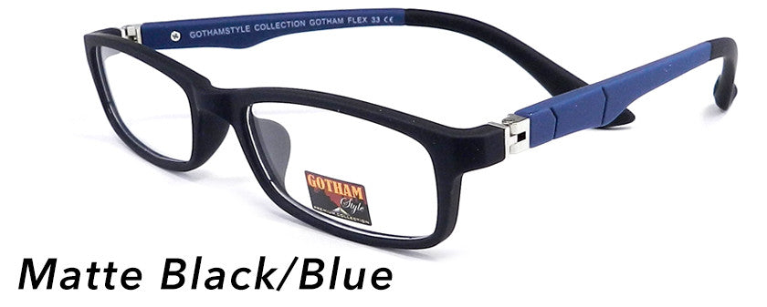 Smilen Eyewear Gotham Flex GothamStyle Flex Matte 33 Eyeglasses, Matte Black-Blue