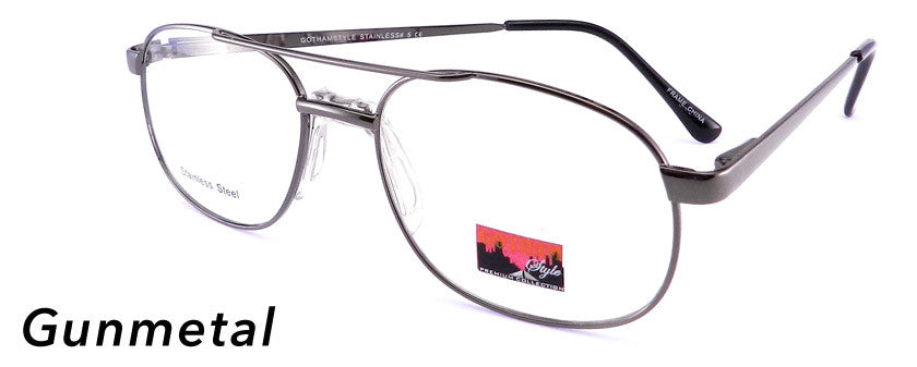 Smilen Eyewear Gotham Steel GothamStyle Stainless 5 Eyeglasses, Gunmetal
