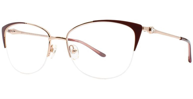 Adrienne Vittadini 1264 Semi Rimless Ladies Eyeglasses, Rse Gld-Wine