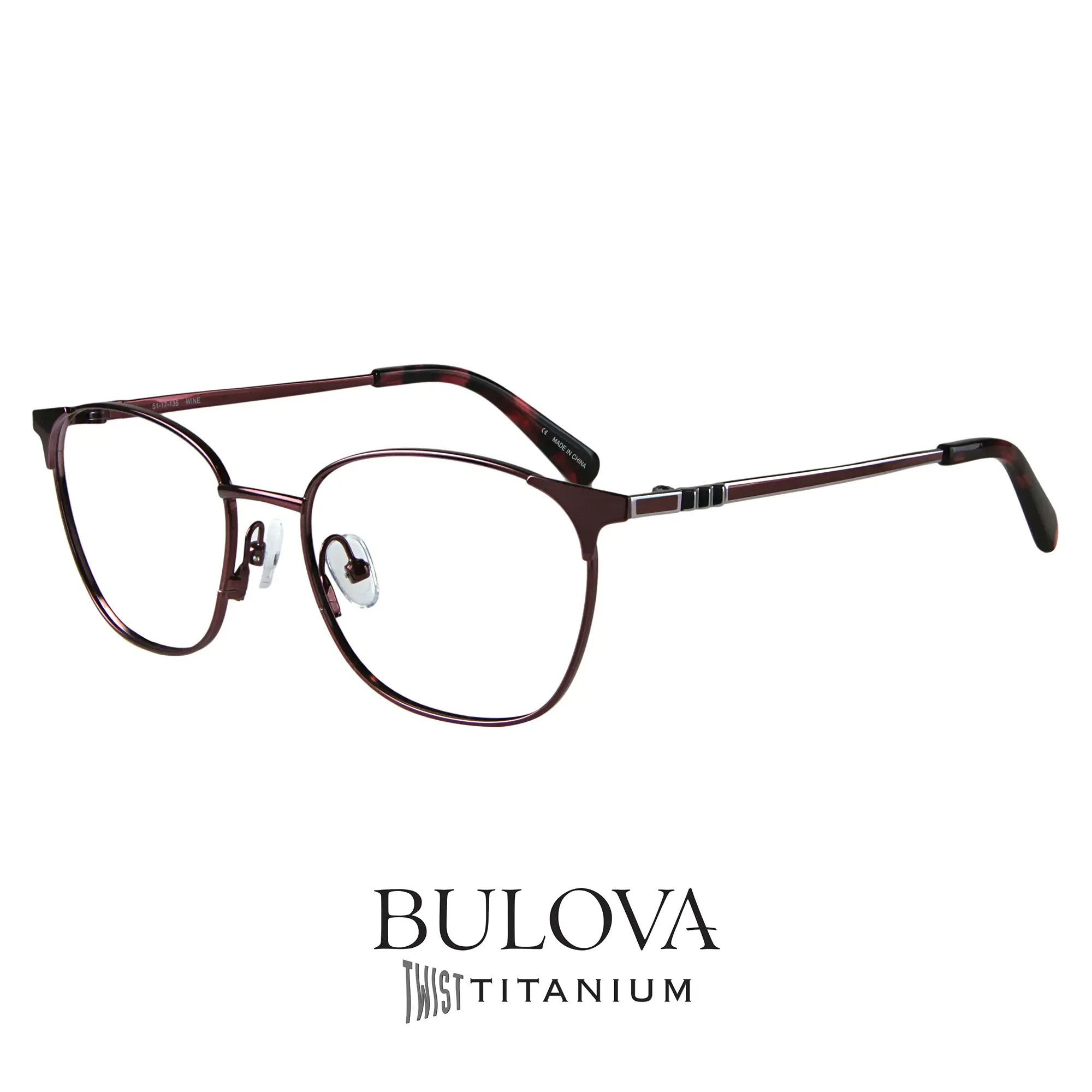 Bulova Alexandria Full Frame Ladies Eyeglasses, Wine