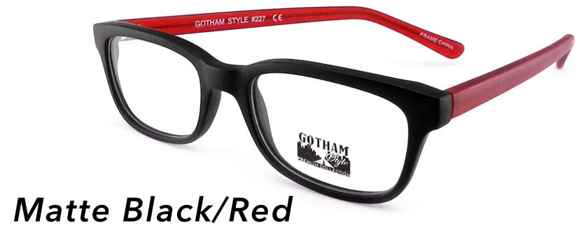 Smilen Eyewear Gotham Premium GothamStyle Matte 227* Eyeglasses, Matte Black-Red
