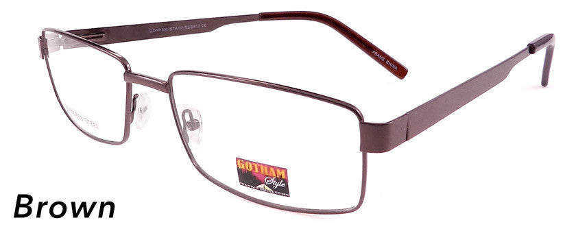 Smilen Eyewear LARGE FRAMES GothamStyle Stainless 13 Eyeglasses, Brown