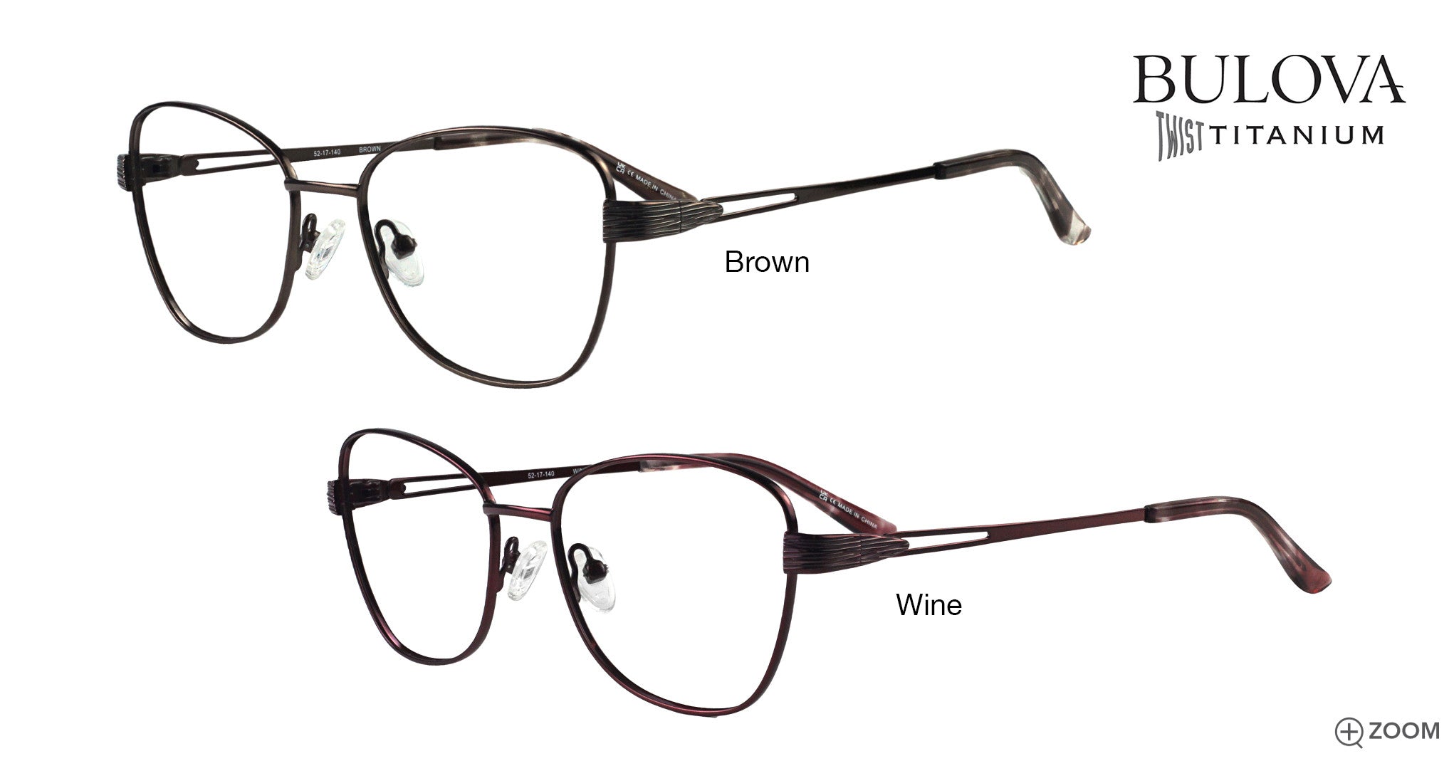 Bulova Cafferty Full Frame Ladies Eyeglasses, Wine