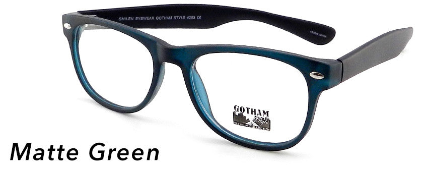 Smilen Eyewear Gotham Premium GothamStyle Matte 253* Eyeglasses, Matte Green