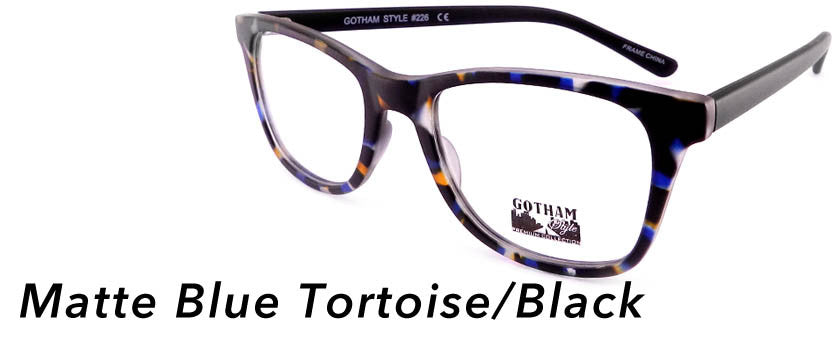 Smilen Eyewear Gotham Premium GothamStyle Matte 226* Eyeglasses, Matte Blue Tortoise-Black