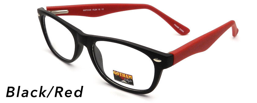 Smilen Eyewear Gotham Flex GothamStyle Flex 10 Eyeglasses, Black-Red