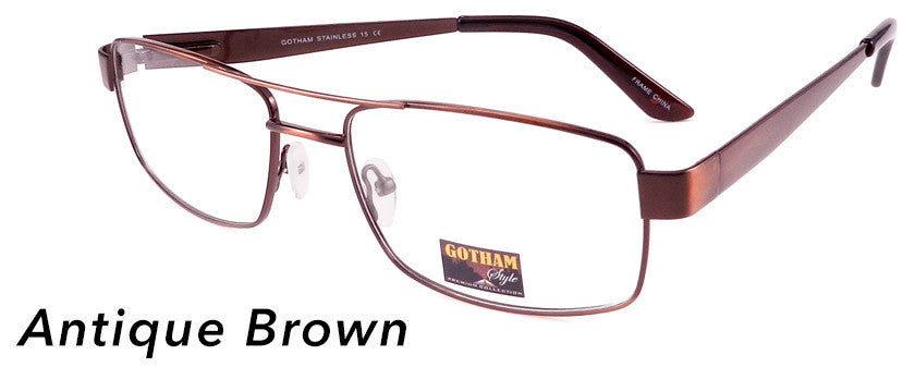 Smilen Eyewear Gotham Steel GothamStyle Stainless 15 Eyeglasses, Antique Brown