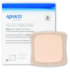 Aquacel Silicone Adhesive Foam Dressing, 7" x 7", 10 Each - Box
