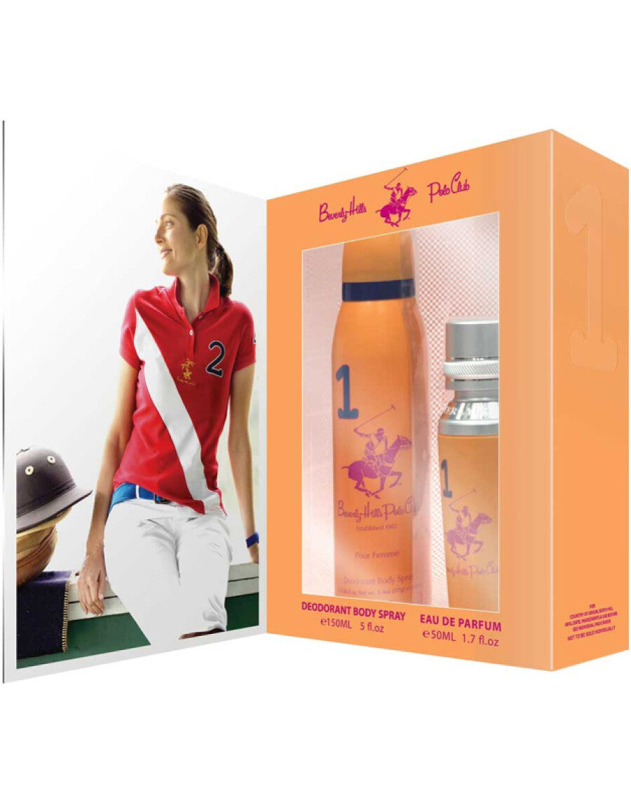 Gavesett Beverly Hills Polo Club1982 - Sport 1, Eau de parfum, for kvinner, 50 ml + 1982 - Sport 1, antiperspirant, deodorantspray, for kvinner, 150 m