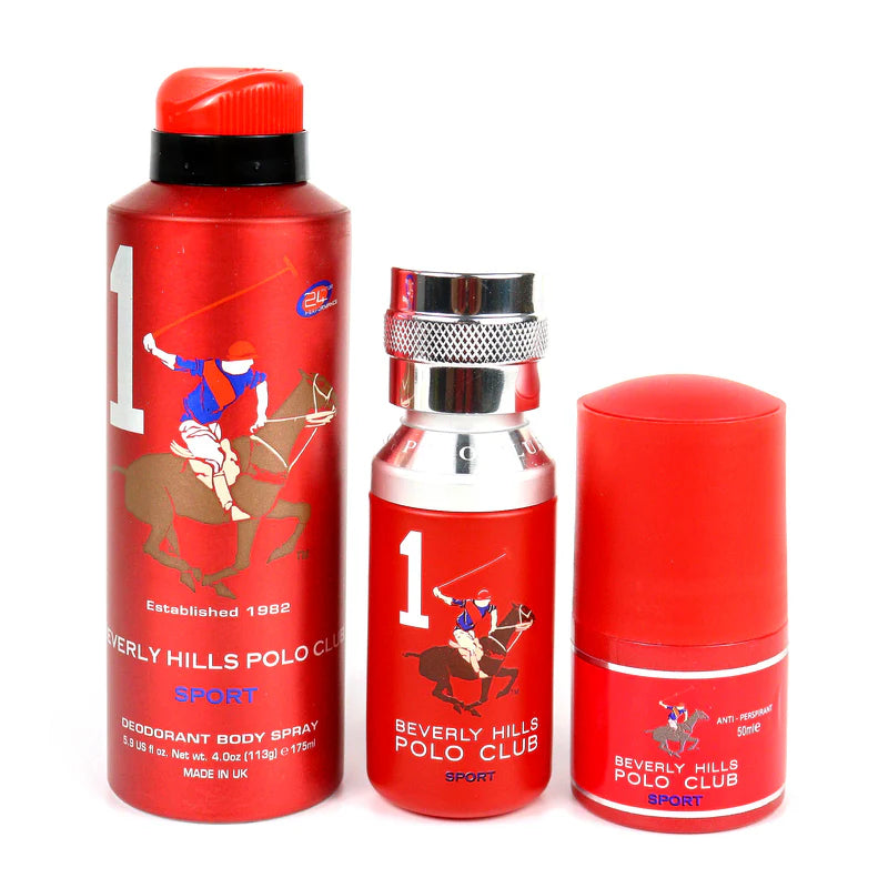 Set regalo Beverly Hills Polo Club: 1982 - Sport 1 Eau de toilette da uomo 50 ml + 1982 - Sport 1 antitraspirante deodorante spray 175 ml + 1982 - Spo