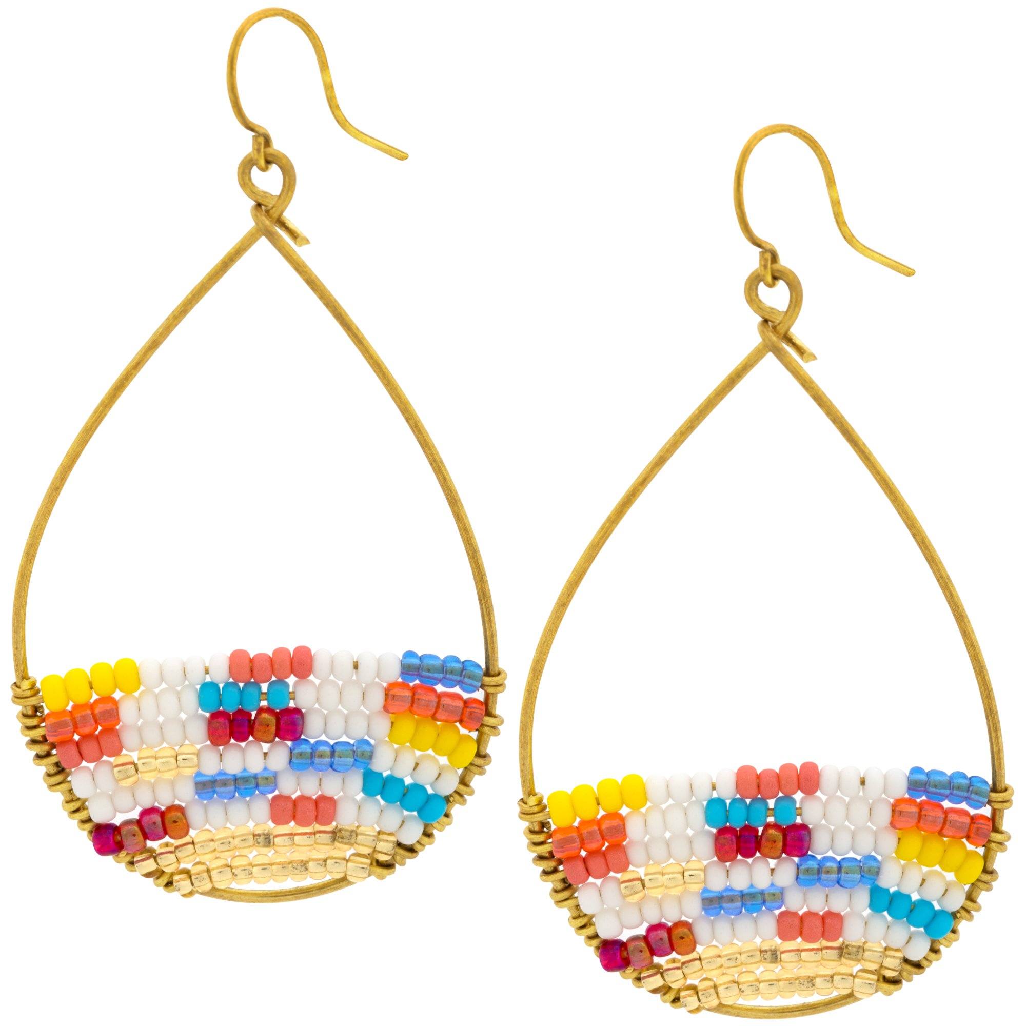 Good Karma Beaded Hoops - White
