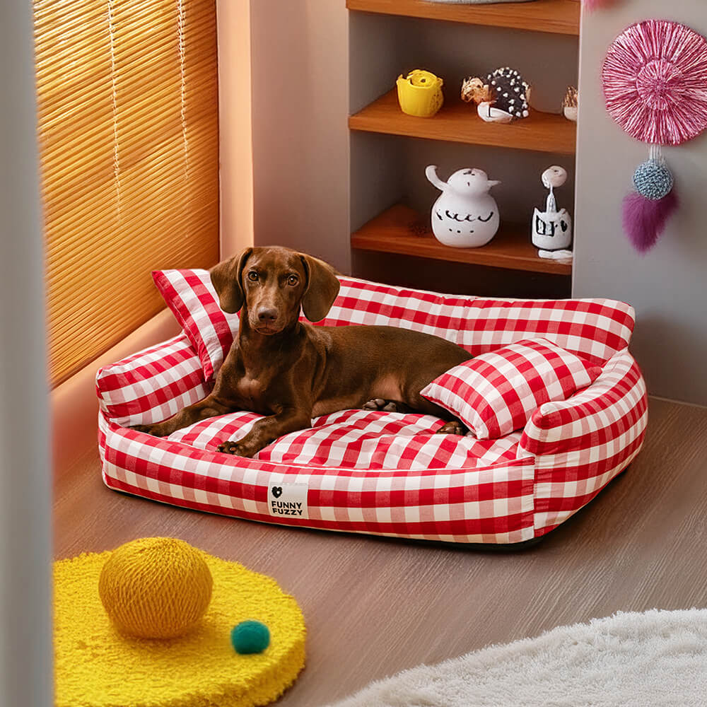 Good Things Linen Breathable Comfort Pet Sofa Bed Dog Bed, Red - L