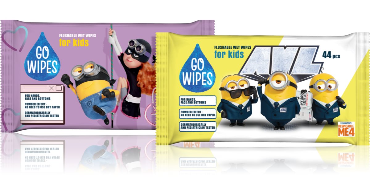 Gowipes Papier humide jetable dans les toilettes pour peaux sensibles pour enfants 44 pièces