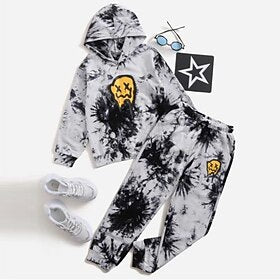 Boys 3D Graphic Tie Dye Hoodie  Pants HoodieSet Clothing Set Long Sleeve Spring Fall Sports Fashion Cool Polyester Kids 3-12 Years Outdoor Street Sports Regul