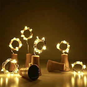 Solar Wine Bottle String Lights Outdoor Wedding Decoration 2m 20LED Fairy Lights with Cork Waterproof Christmas Light Copper Garland Patio Garden String Lights