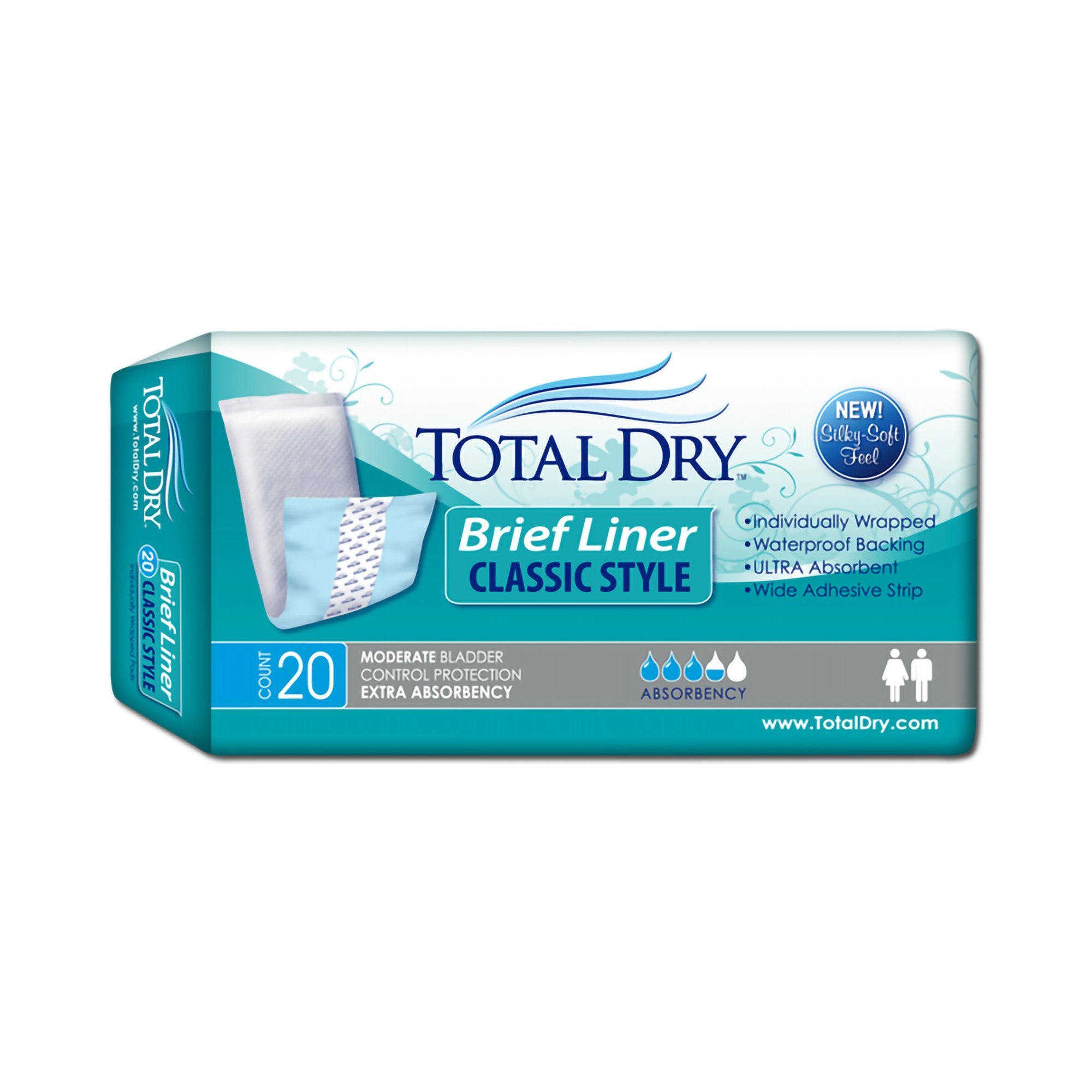 TotalDry Moderate Extra Absorbency Bladder Control Pad, 4 x 13 Inch, Case of 180