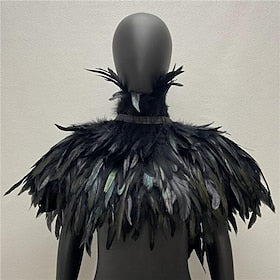 Rétro Vintage Punk et gothique Châles Cape de plumes Sorcière maléfique Femme Mascarade Fête - Soirée Châle