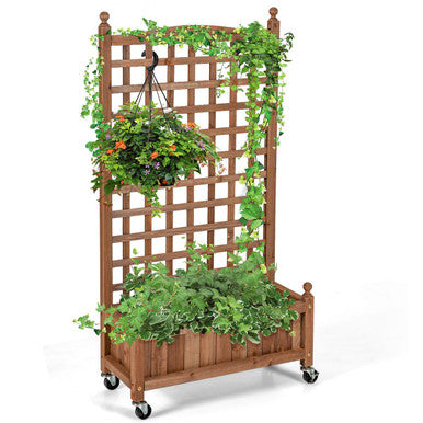 50" Wood Planter Box  with Trellis