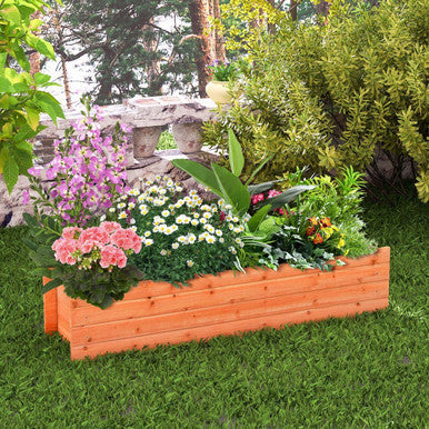 Fir Wood Planter Box with 2 Drainage Holes and 3 Added Bottom Crossbars