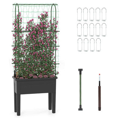 Raised Garden Bed Planter Box with Climbing Trellis