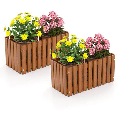 Outdoor Solid Wood Patio Slat Style Flower Planter - 1-Piece